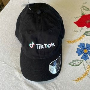 New Atlantis Mid-Visor Dad Hat, black w TikTok logo
